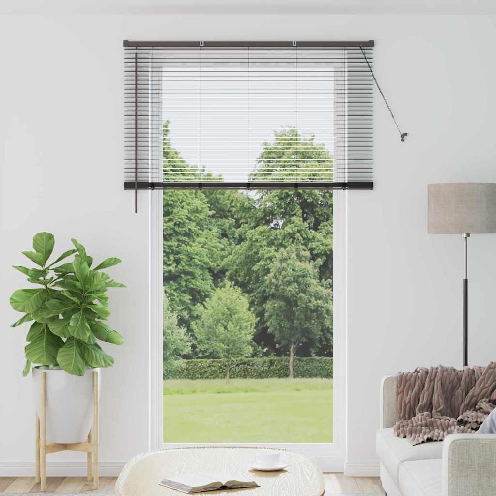 Window Blind with Curtains Manual Black Aluminium