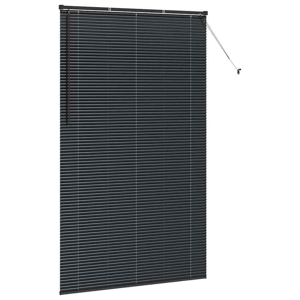 Window Blind with Curtains Manual Black Aluminium