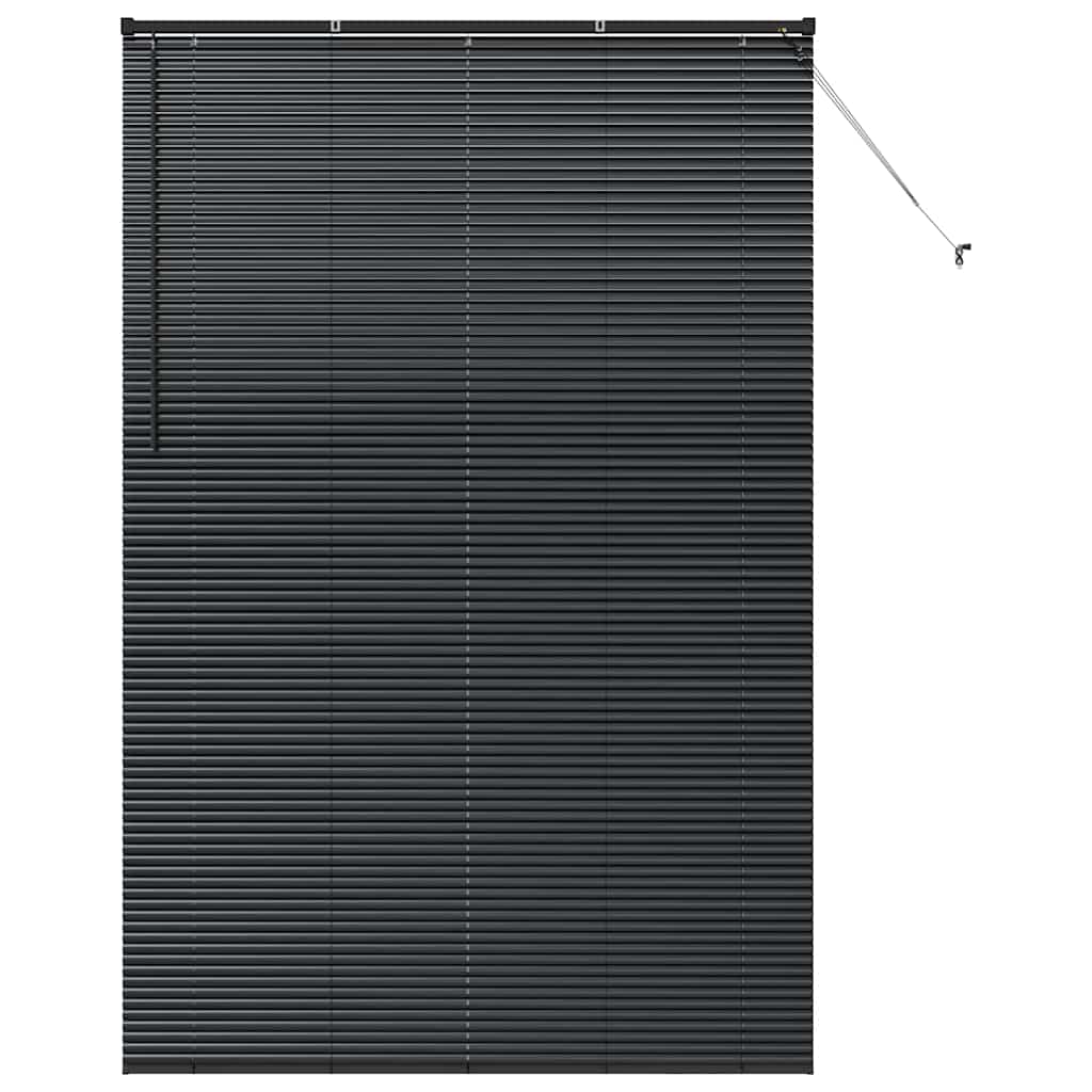 Window Blind with Curtains Manual Black Aluminium