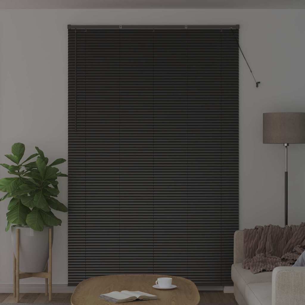 Window Blind with Curtains Manual Black Aluminium