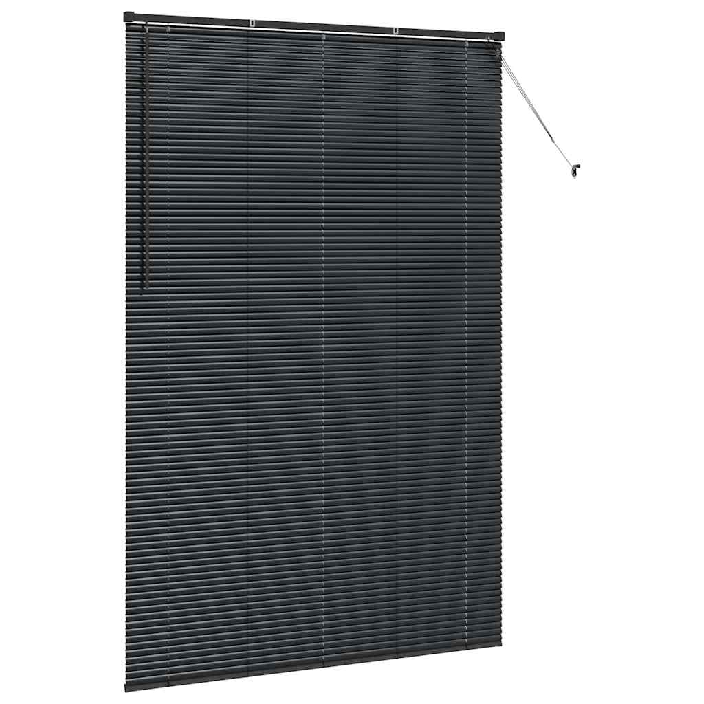 Window Blind with Curtains Manual Black Aluminium