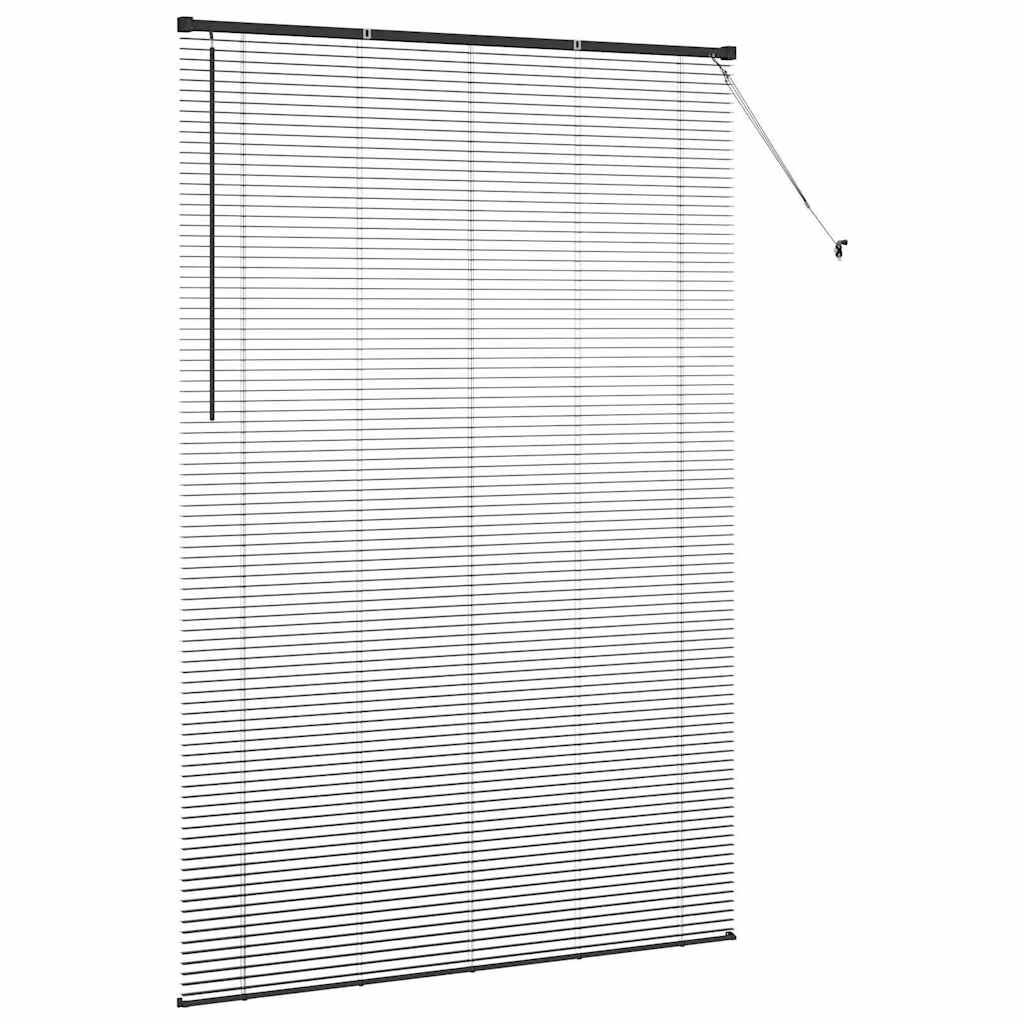 Window Blind with Curtains Manual Black Aluminium