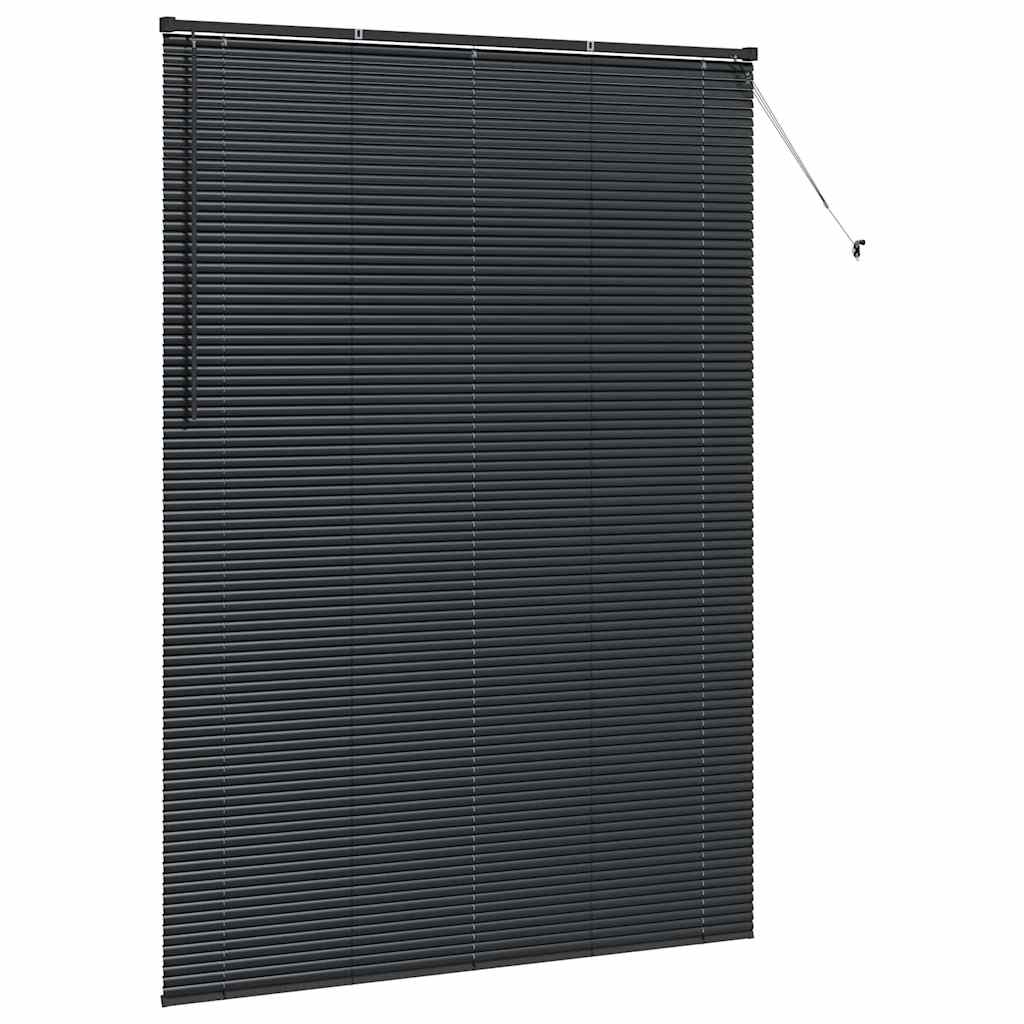 Window Blind with Curtains Manual Black Aluminium