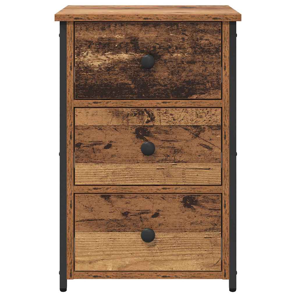 Bedside Cabinet with Drawer 2 pcs Old wood