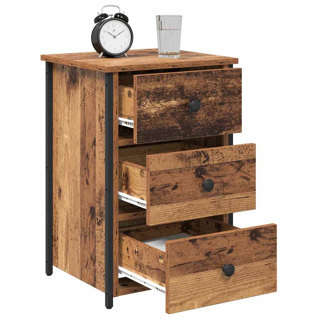 Bedside Cabinet with Drawer 2 pcs Old wood