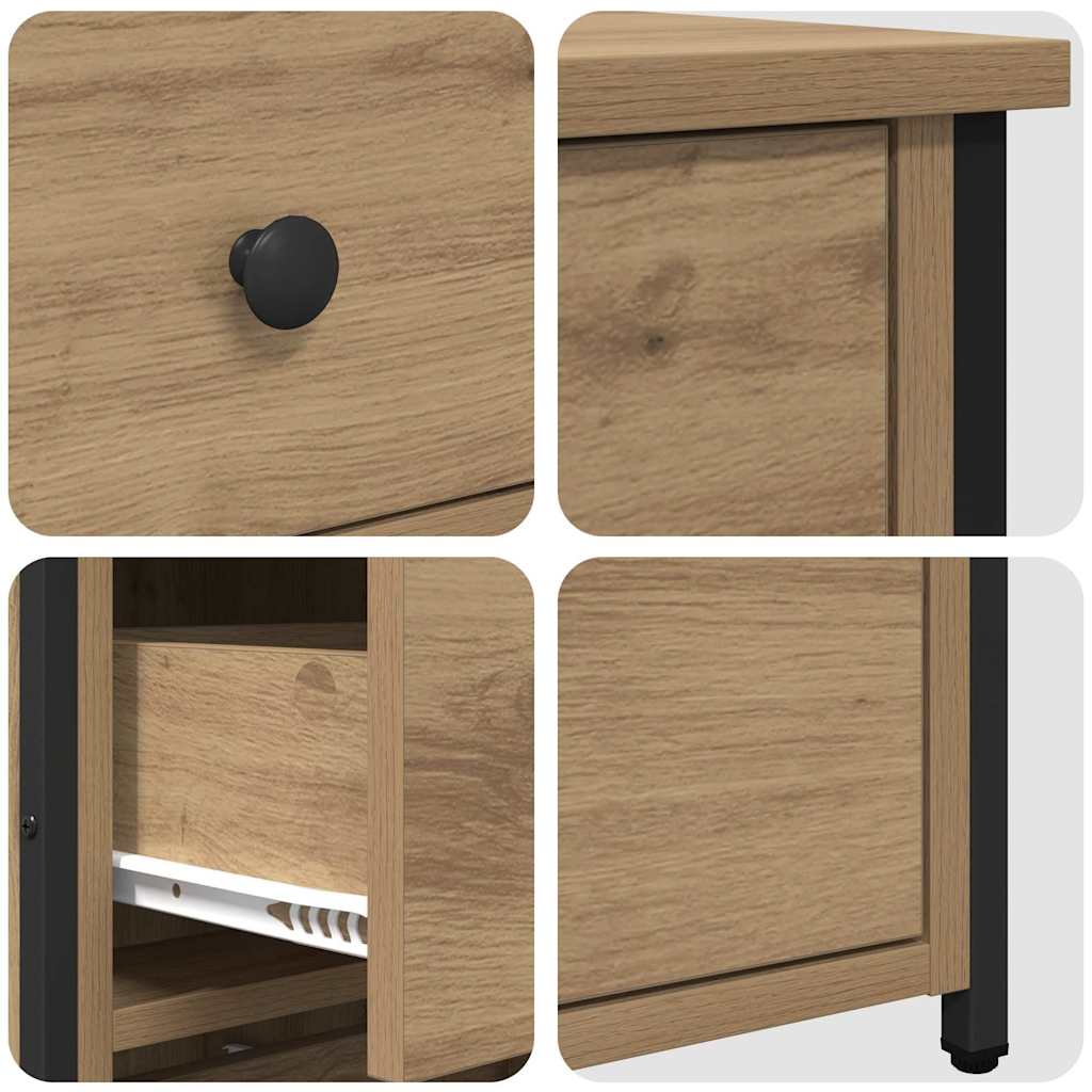 Bedside Cabinet with Drawer 2 pcs Artisan oak