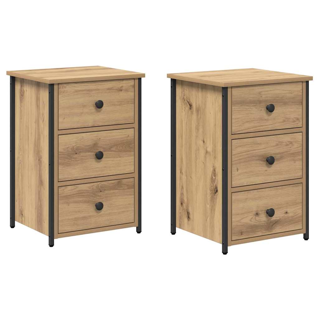 Bedside Cabinet with Drawer 2 pcs Artisan oak