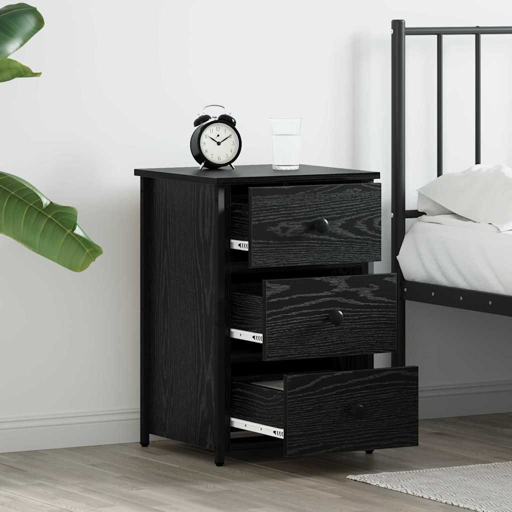 Bedside Cabinet with Drawer Black oak 40 x 36 x 60 cm