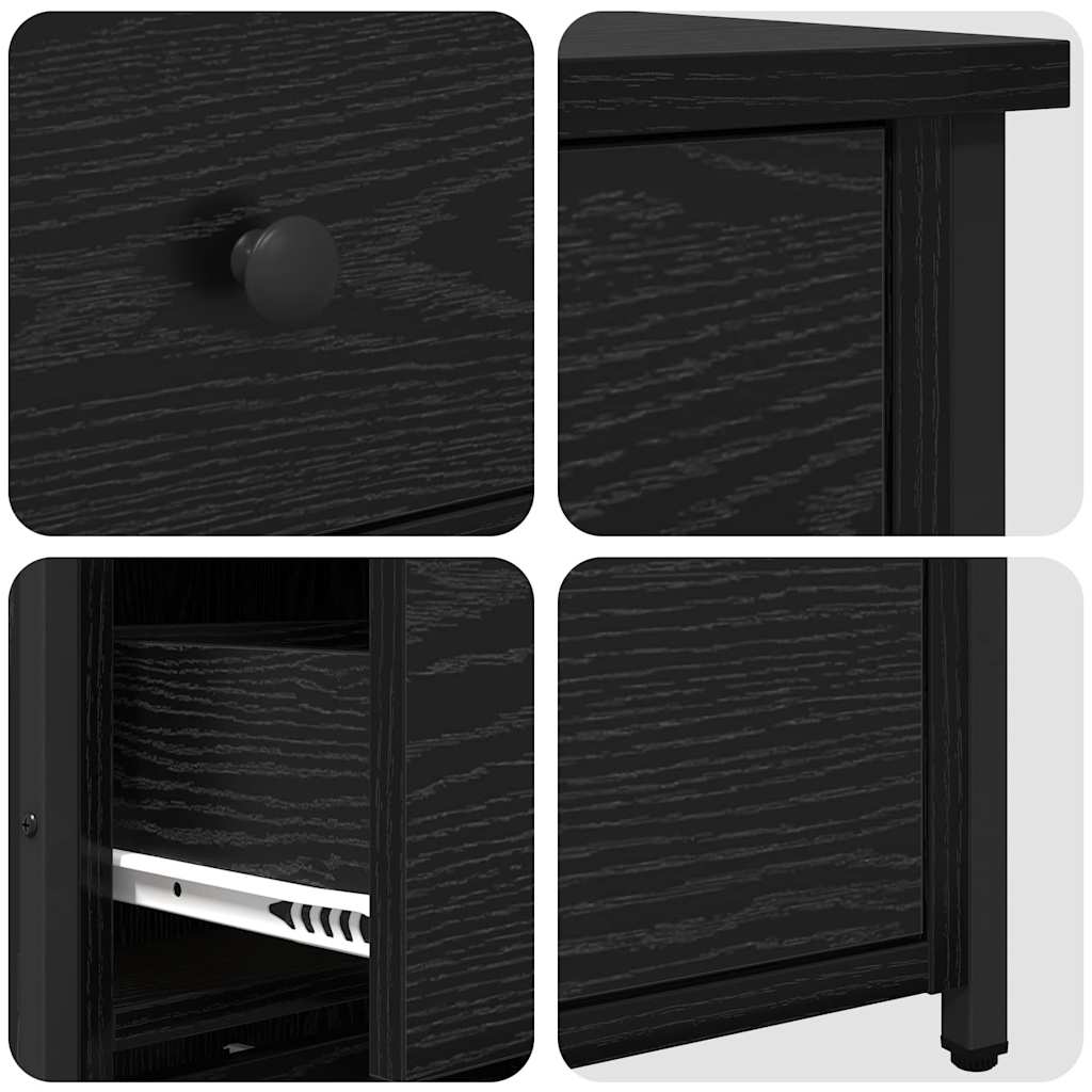 Bedside Cabinet with Drawer 2 pcs Black oak
