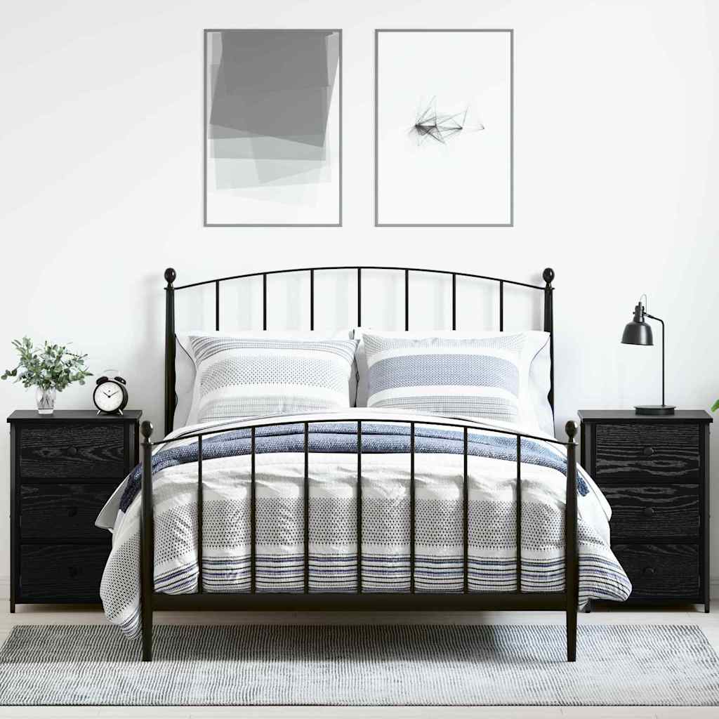 Bedside Cabinet with Drawer 2 pcs Black oak