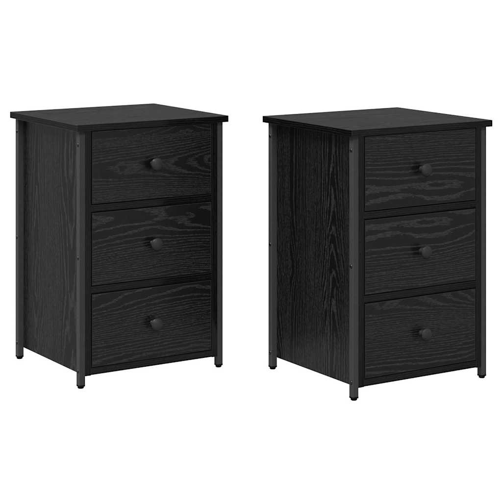 Bedside Cabinet with Drawer 2 pcs Black oak