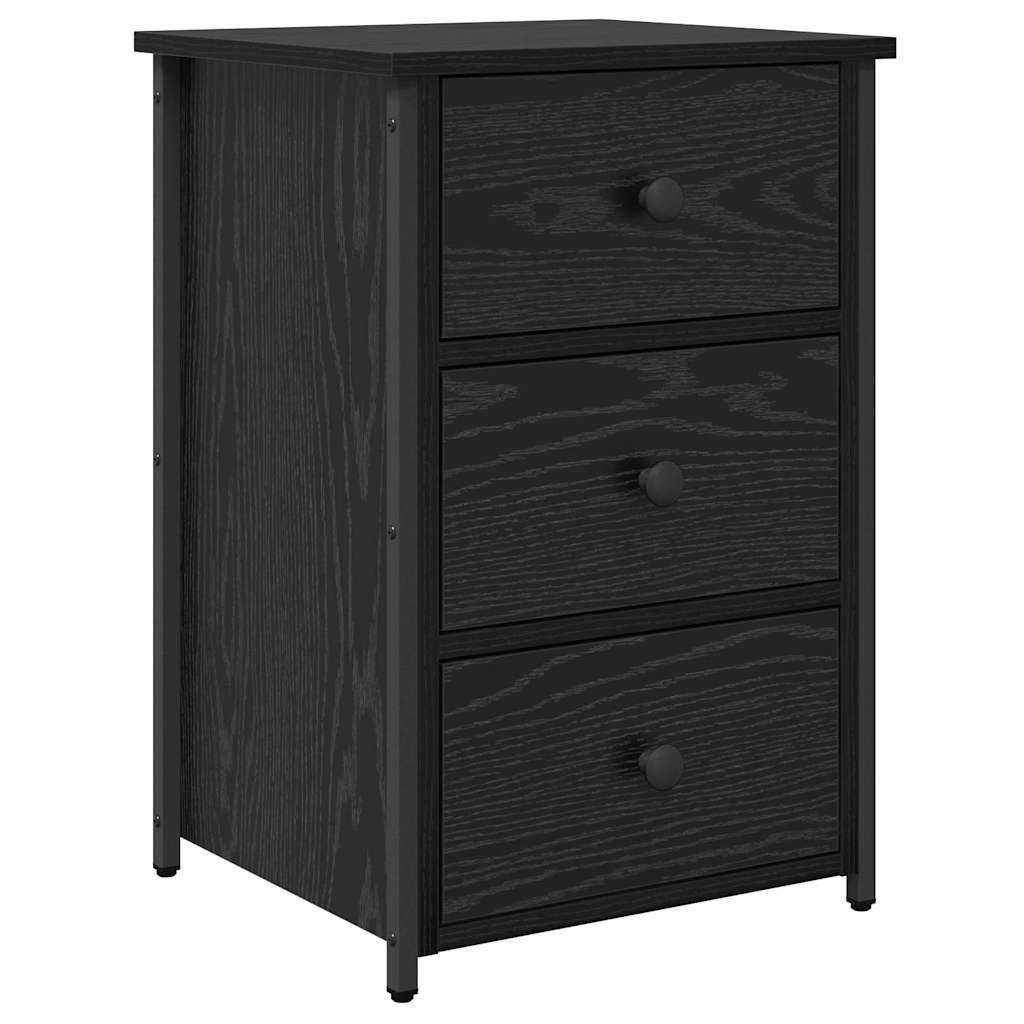 Bedside Cabinet with Drawer 2 pcs Black oak