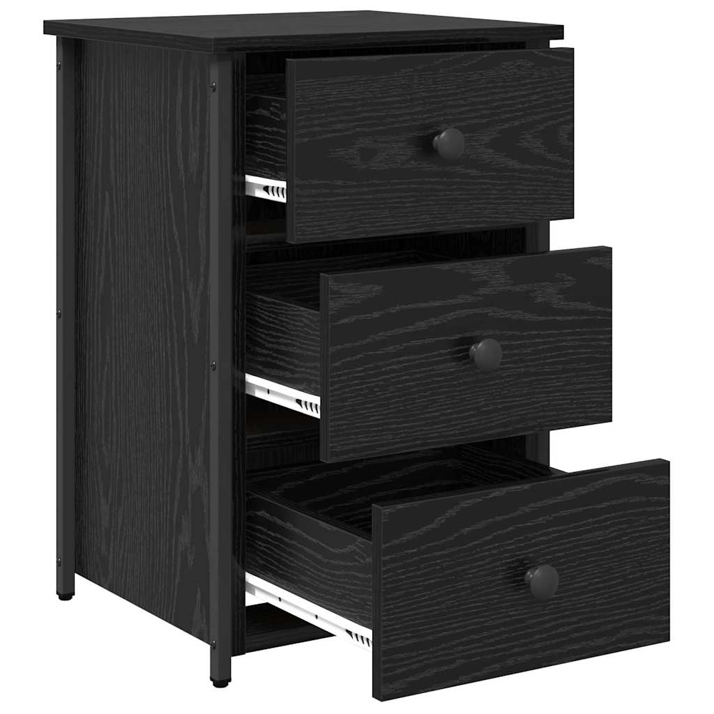 Bedside Cabinet with Drawer 2 pcs Black oak