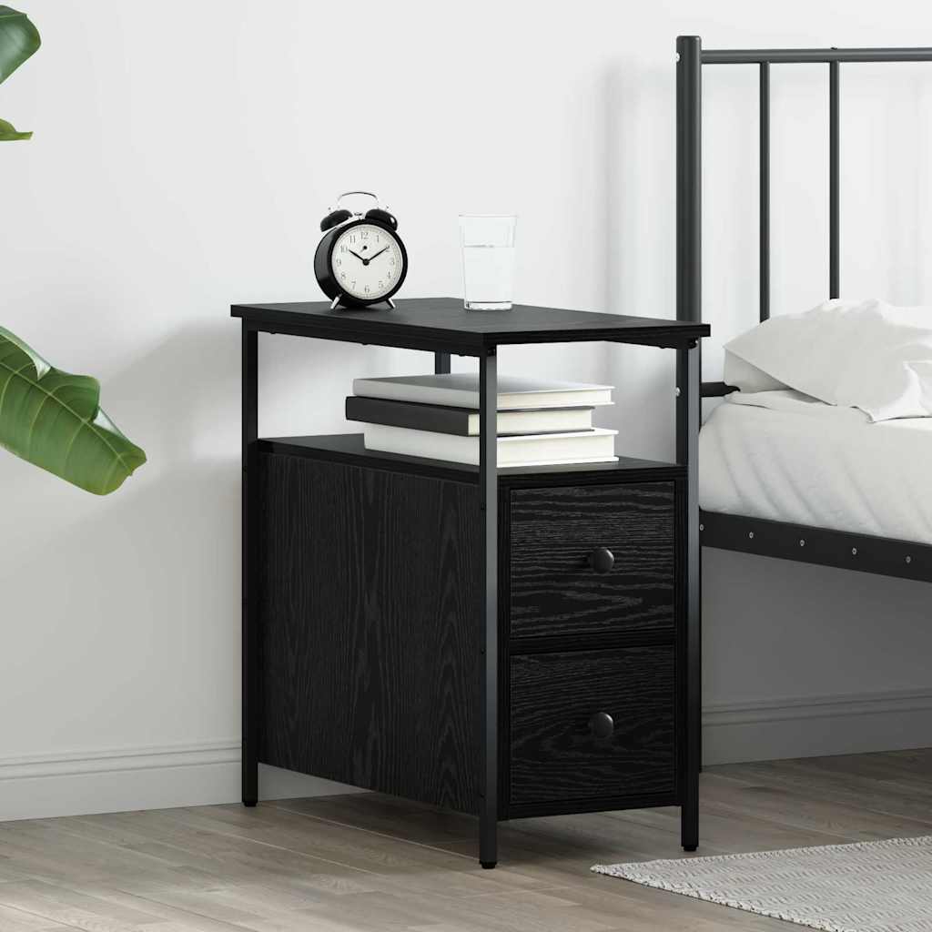 Bedside Cabinet Black oak 30 x 60 x 60 cm Engineered wood