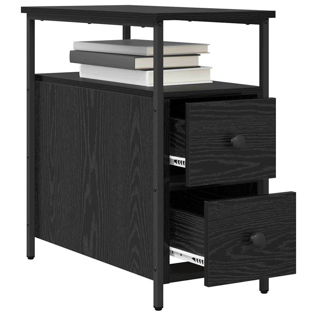 Bedside Cabinet Black oak 30 x 60 x 60 cm Engineered wood
