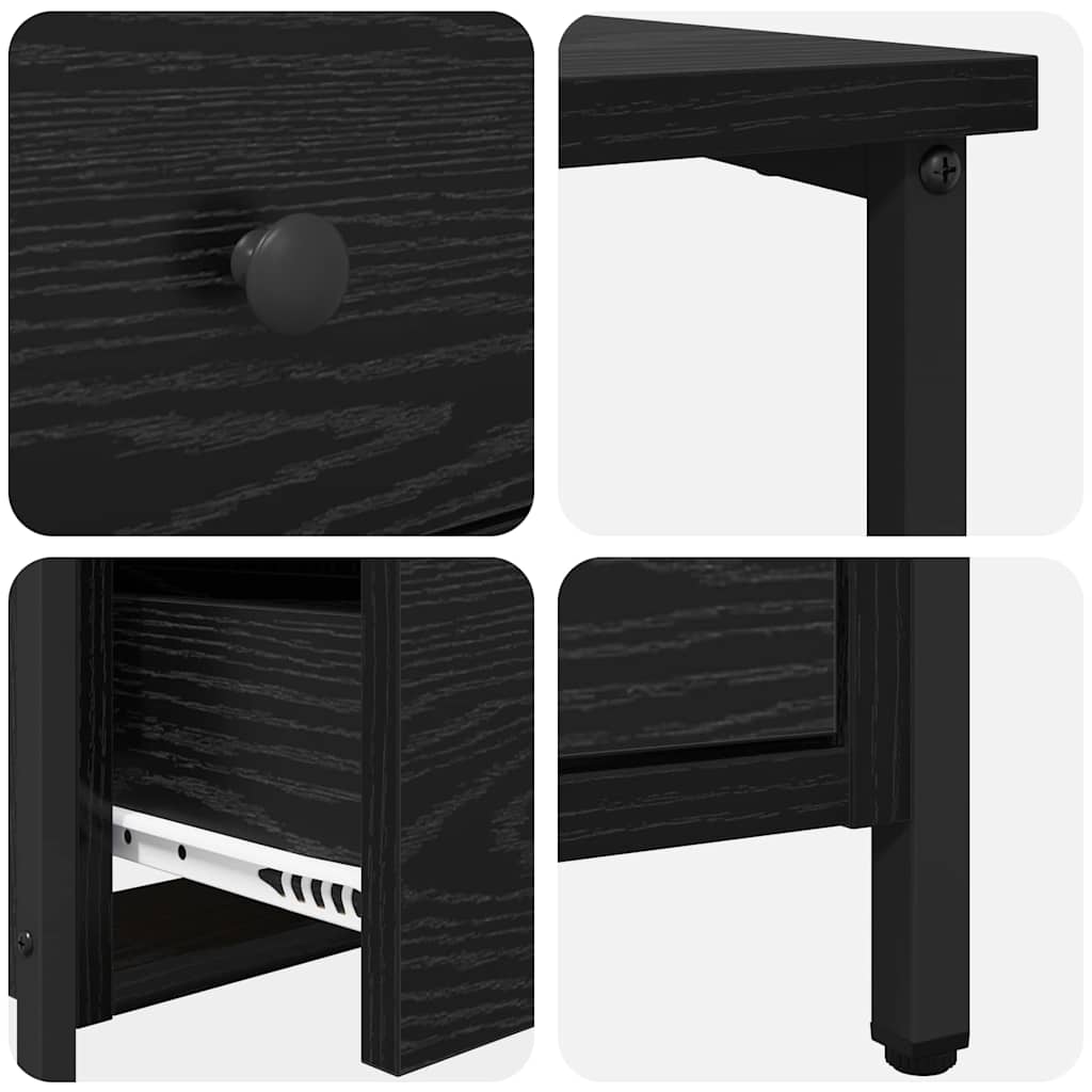 Bedside Cabinet 2 pcs Black oak 30 x 60 x 60 cm Engineered wood