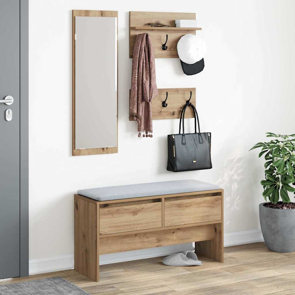 Hallway Furniture Set 4 pcs Black oak 90 x 31 x 46.5 cm