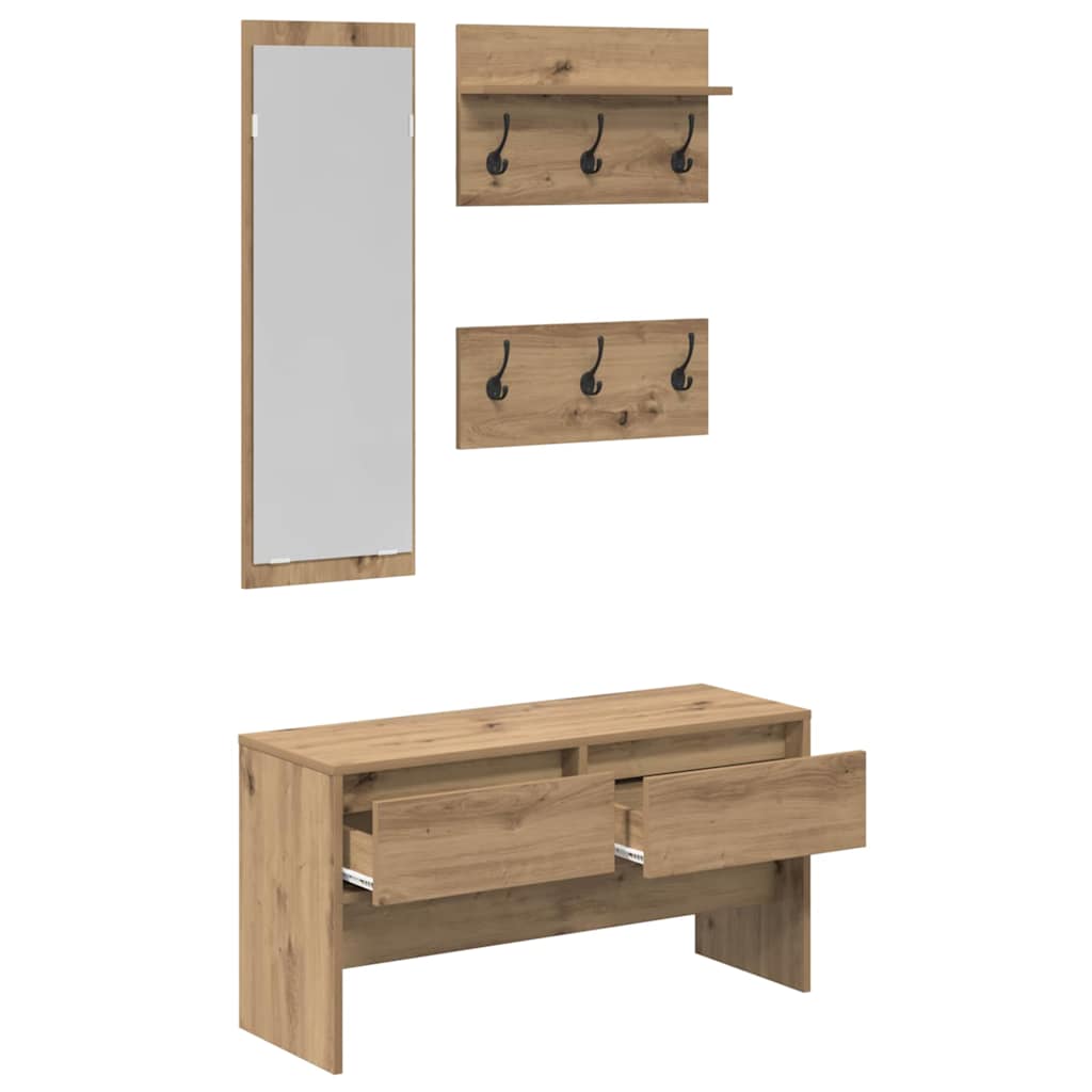Hallway Furniture Set 4 pcs Black oak 90 x 31 x 46.5 cm