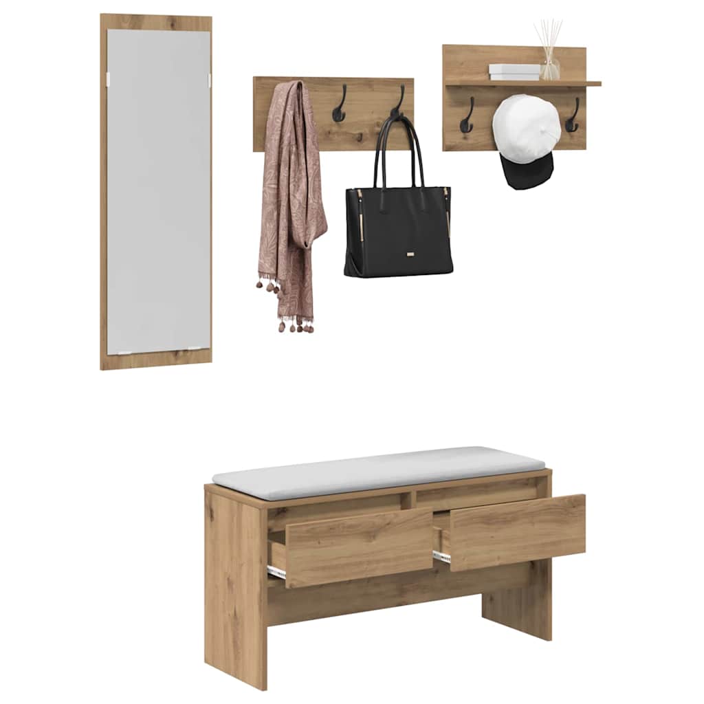 Hallway Furniture Set 4 pcs Black oak 90 x 31 x 46.5 cm