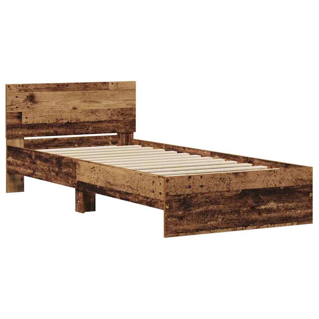Bed Frame with Headboard Old wood 90 x 200 cm Engineered Wood
