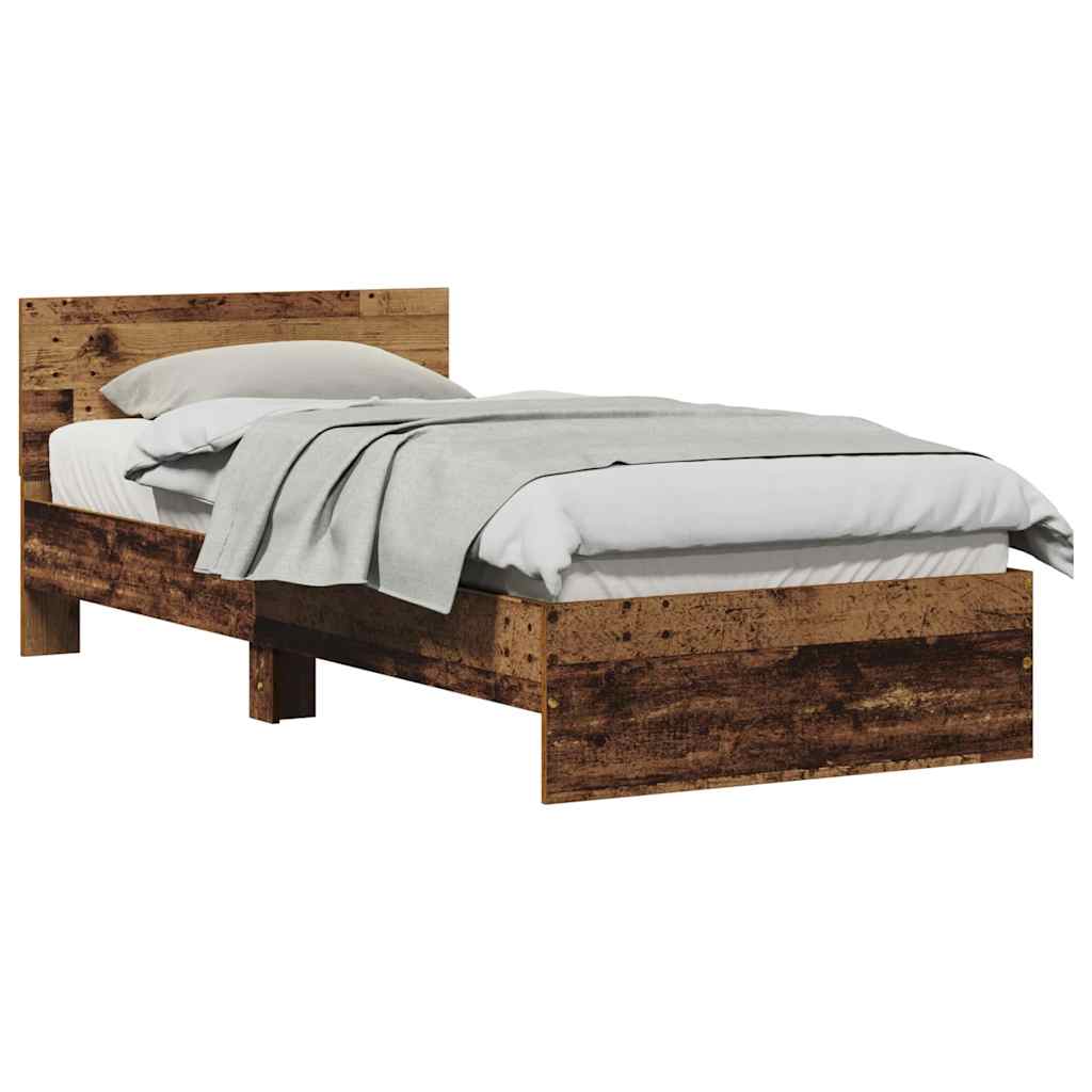 Bed Frame with Headboard Old wood 90 x 200 cm Engineered Wood