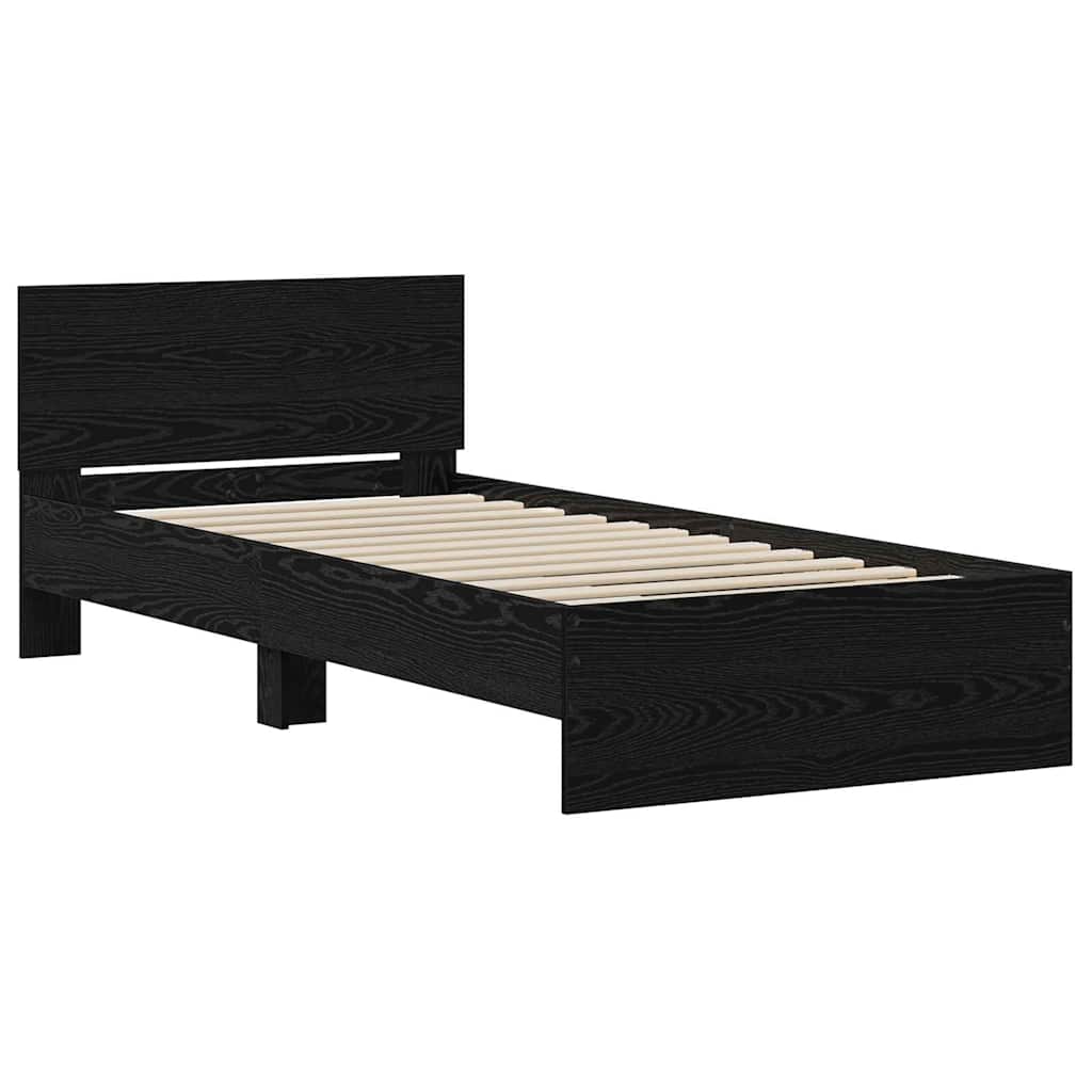 Bed Frame with Headboard Black oak 75 x 190 cm Engineered Wood