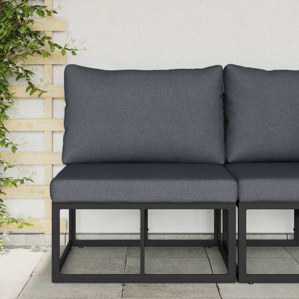 Outdoor Furniture with Cushion with Pillow Black Aluminium