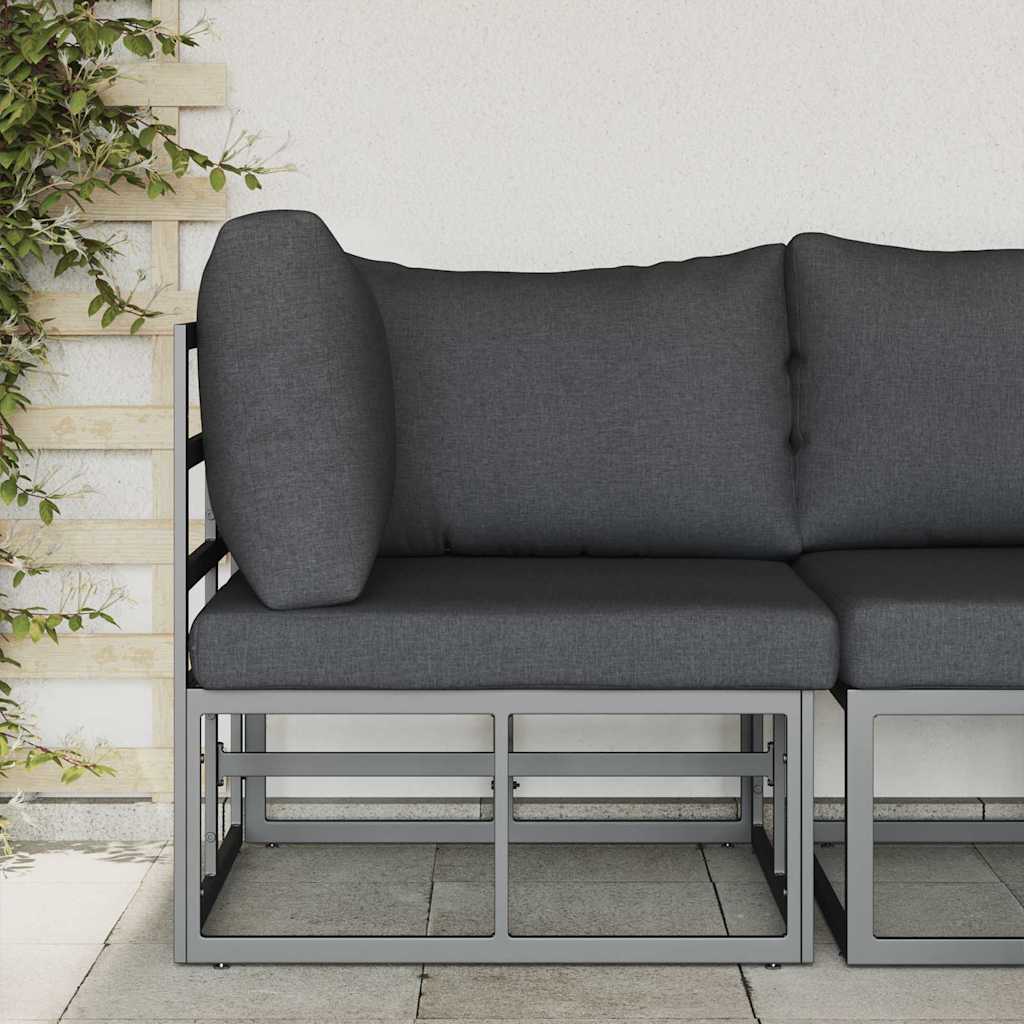 Outdoor Furniture with Cushion with Pillow Black Aluminium