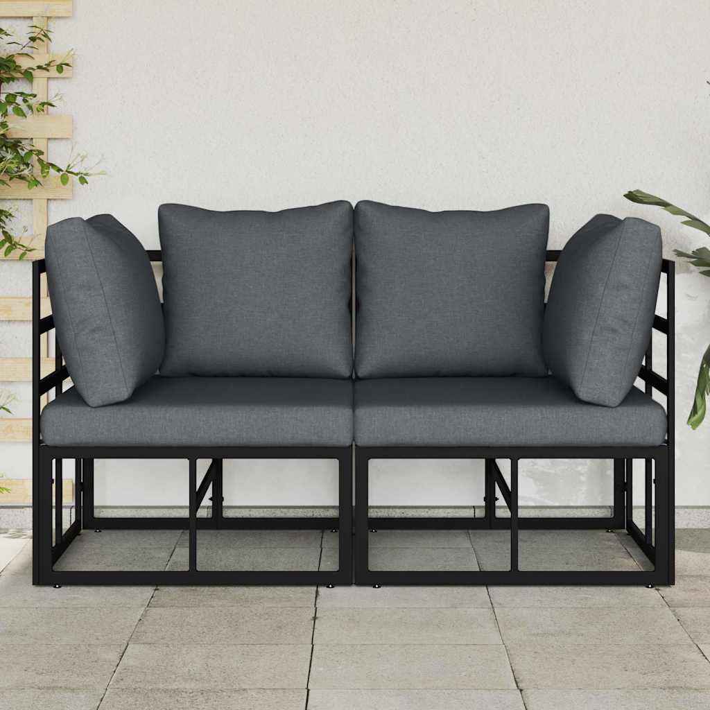 Outdoor Furniture with Cushion with Pillow Black Aluminium