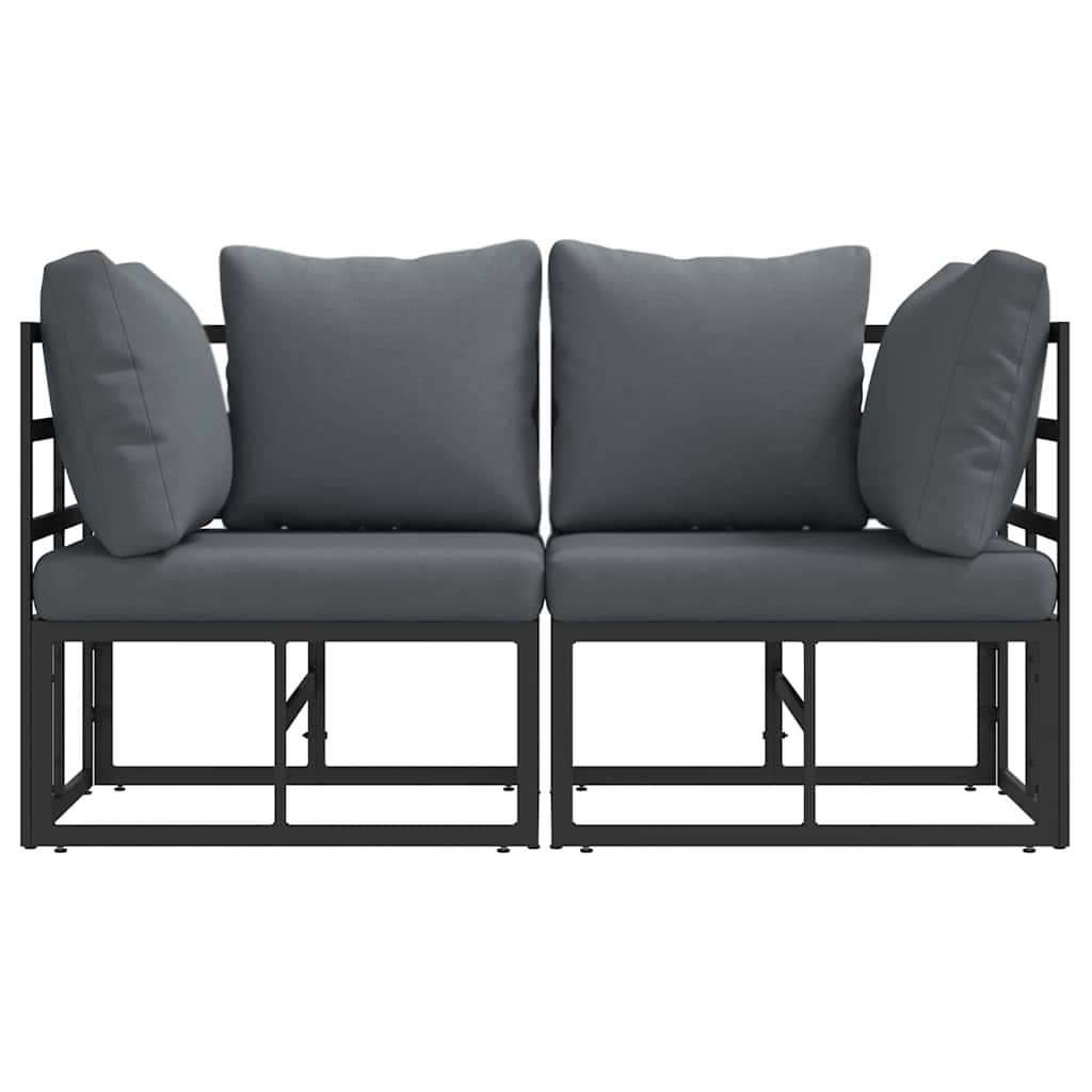 Outdoor Furniture with Cushion with Pillow Black Aluminium