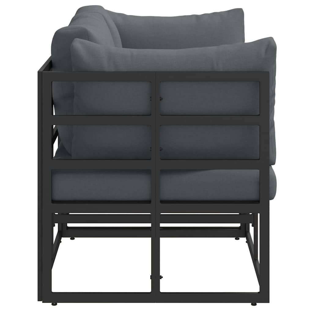 Outdoor Furniture with Cushion with Pillow Black Aluminium