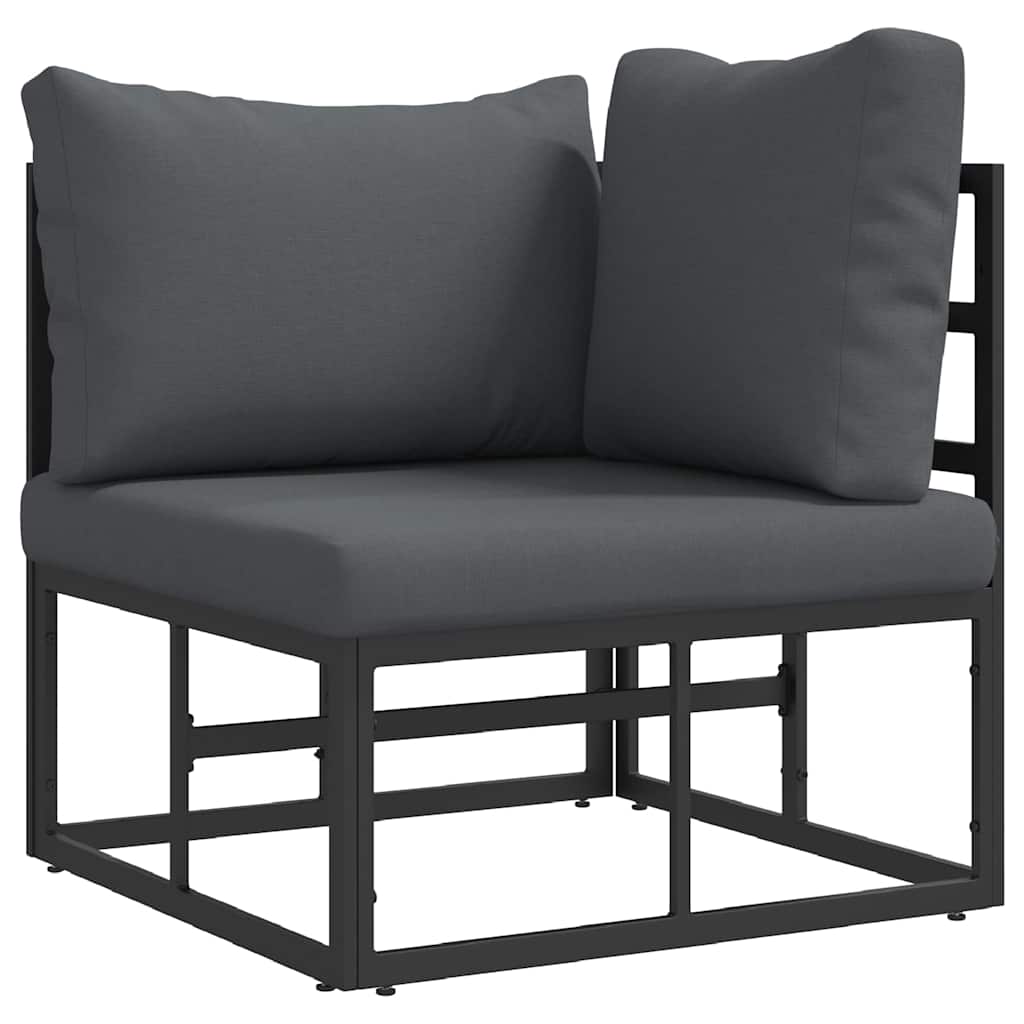 Outdoor Furniture with Cushion with Pillow Black Aluminium