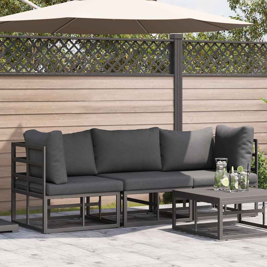 Outdoor Furniture with Cushion with Pillow Black Aluminium