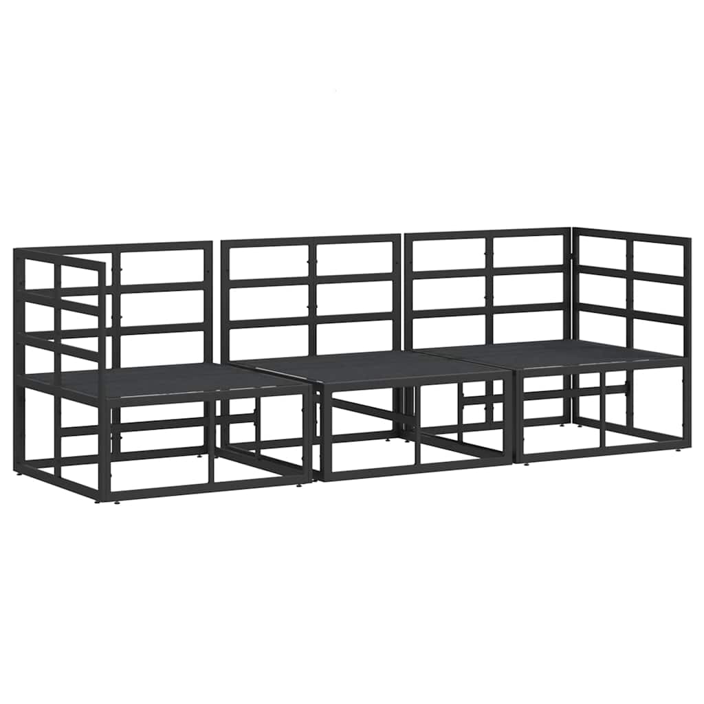 Outdoor Furniture with Cushion with Pillow Black Aluminium