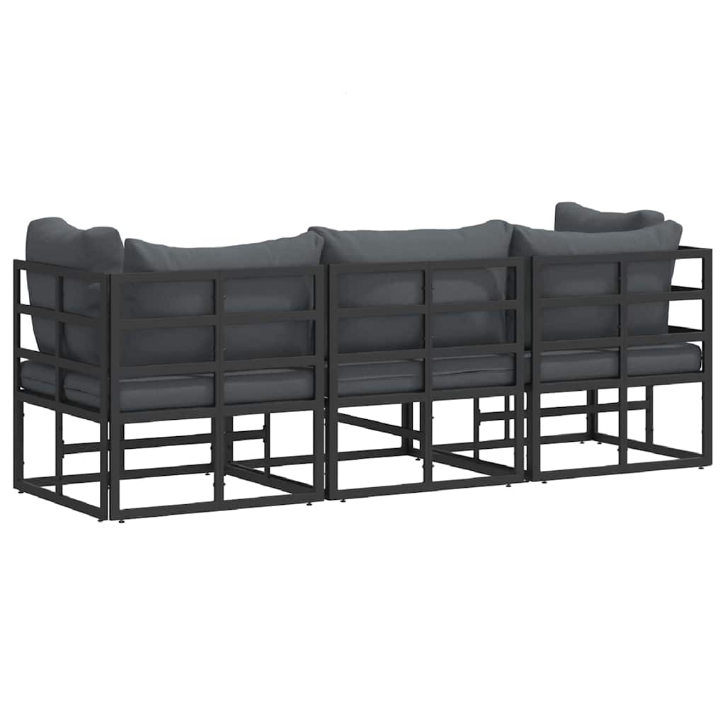 Outdoor Furniture with Cushion with Pillow Black Aluminium
