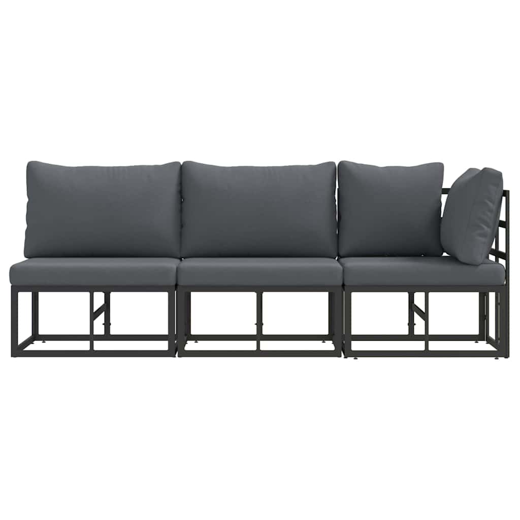 Outdoor Furniture with Cushion with Pillow Black Aluminium