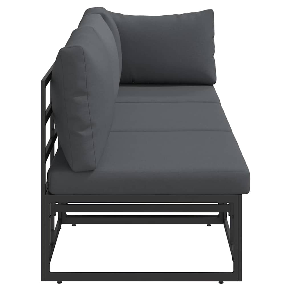 Outdoor Furniture with Cushion with Pillow Black Aluminium
