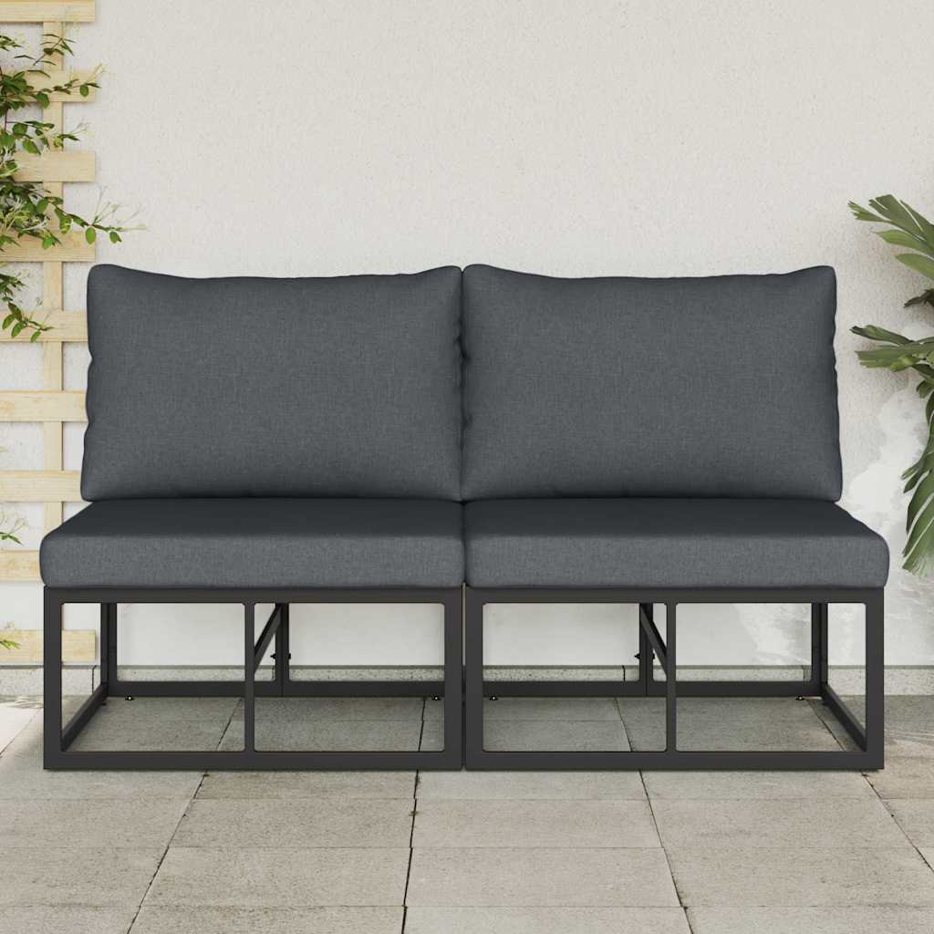 Outdoor Furniture with Cushion with Pillow Black Aluminium