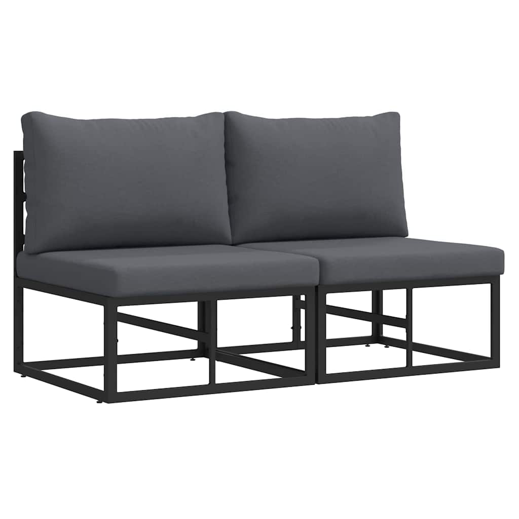 Outdoor Furniture with Cushion with Pillow Black Aluminium