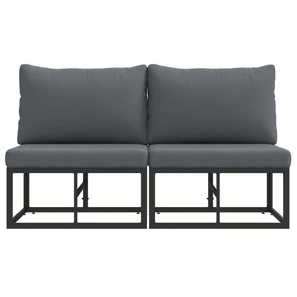 Outdoor Furniture with Cushion with Pillow Black Aluminium