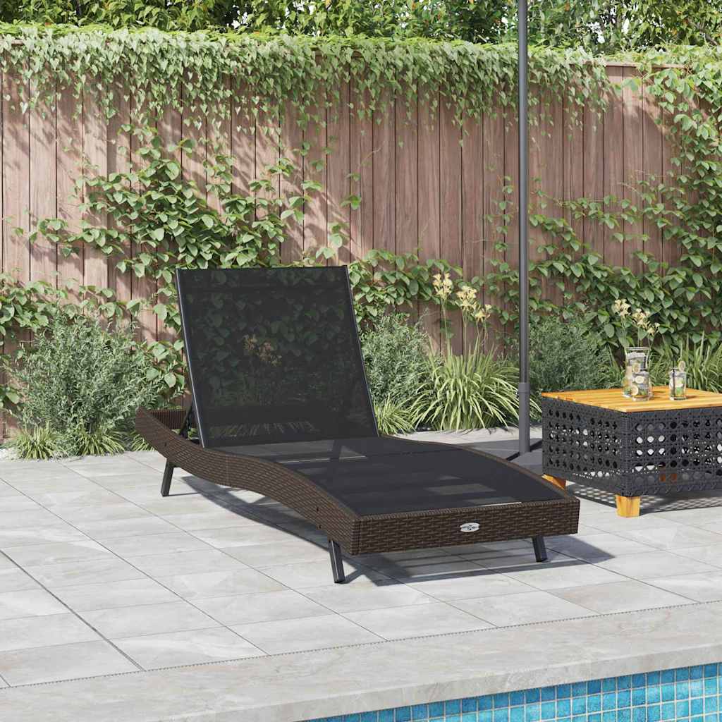 Sunlounger Brown 70 x 197 x 82 cm Poly Rattan and Metal