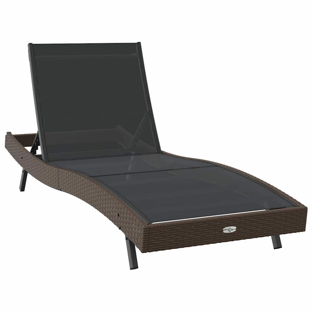 Sunlounger Brown 70 x 197 x 82 cm Poly Rattan and Metal