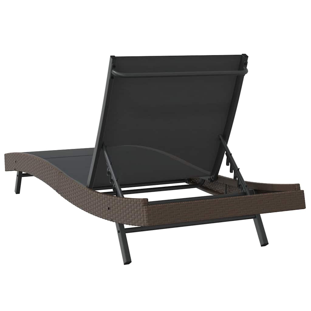 Sunlounger Brown 70 x 197 x 82 cm Poly Rattan and Metal