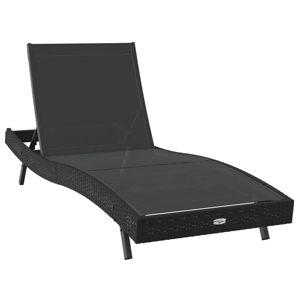 Sunlounger Black 70 x 197 x 82 cm Poly Rattan and Metal