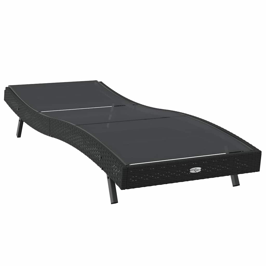 Sunlounger Black 70 x 197 x 82 cm Poly Rattan and Metal