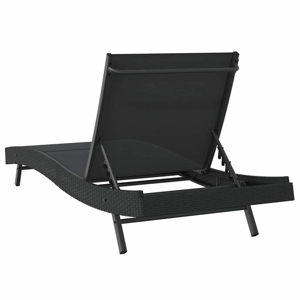 Sunlounger Black 70 x 197 x 82 cm Poly Rattan and Metal