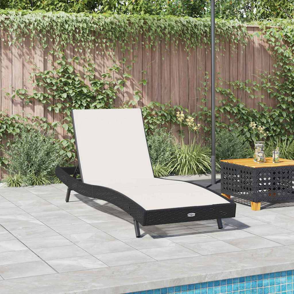 Sunlounger Reclining 1-person Black and White 70 x 197 x 82 cm