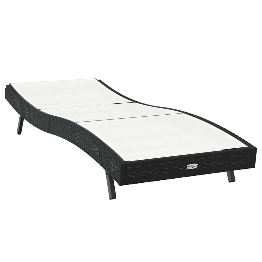 Sunlounger Reclining 1-person Black and White 70 x 197 x 82 cm