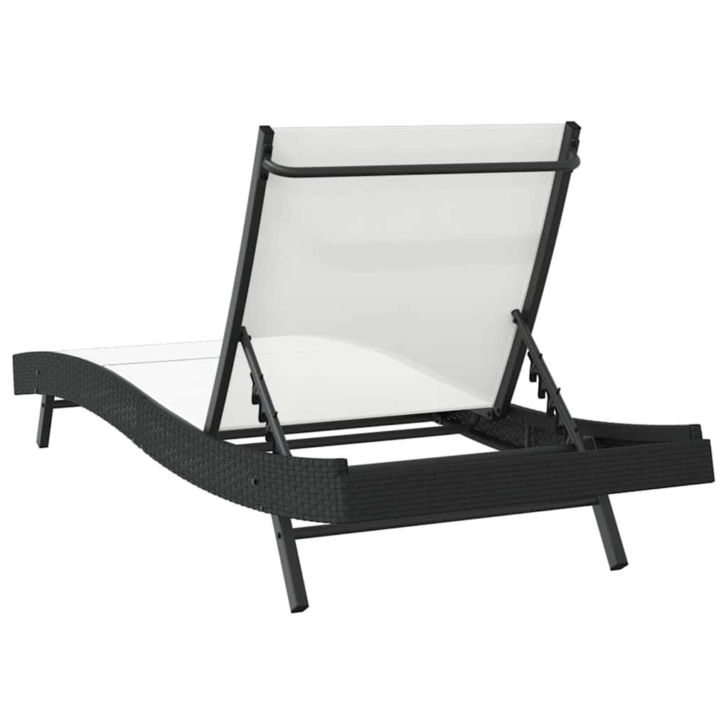 Sunlounger Reclining 1-person Black and White 70 x 197 x 82 cm