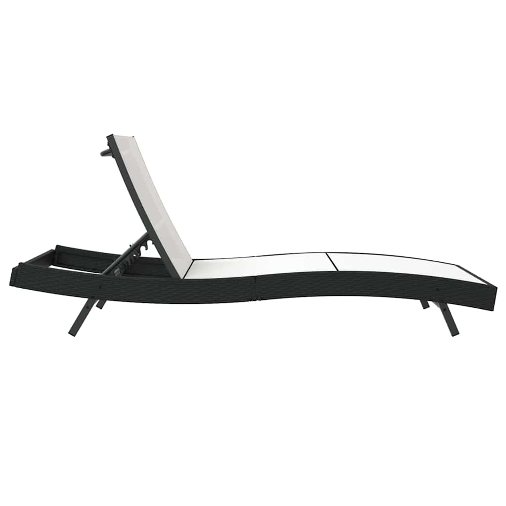 Sunlounger Reclining 1-person Black and White 70 x 197 x 82 cm
